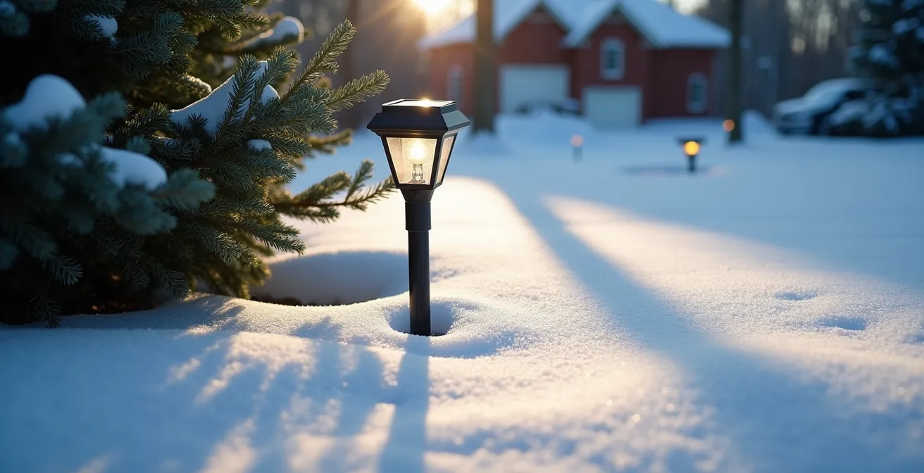 Diagramme montrant l'angle bas du soleil en hiver au Québec créant de longues ombres sous les conifères