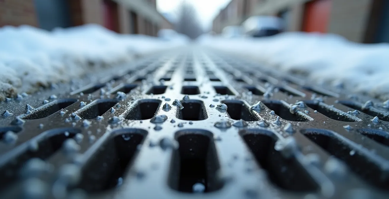 Système de caniveau pour entrée de garage avec protection hivernale contre le gel
