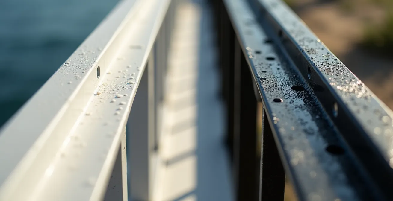 Comparaison côte à côte de garde-corps noir et blanc montrant les différences de salissures