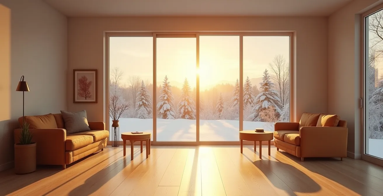 Schéma technique comparant les gains solaires entre double et triple vitrage sur façade sud